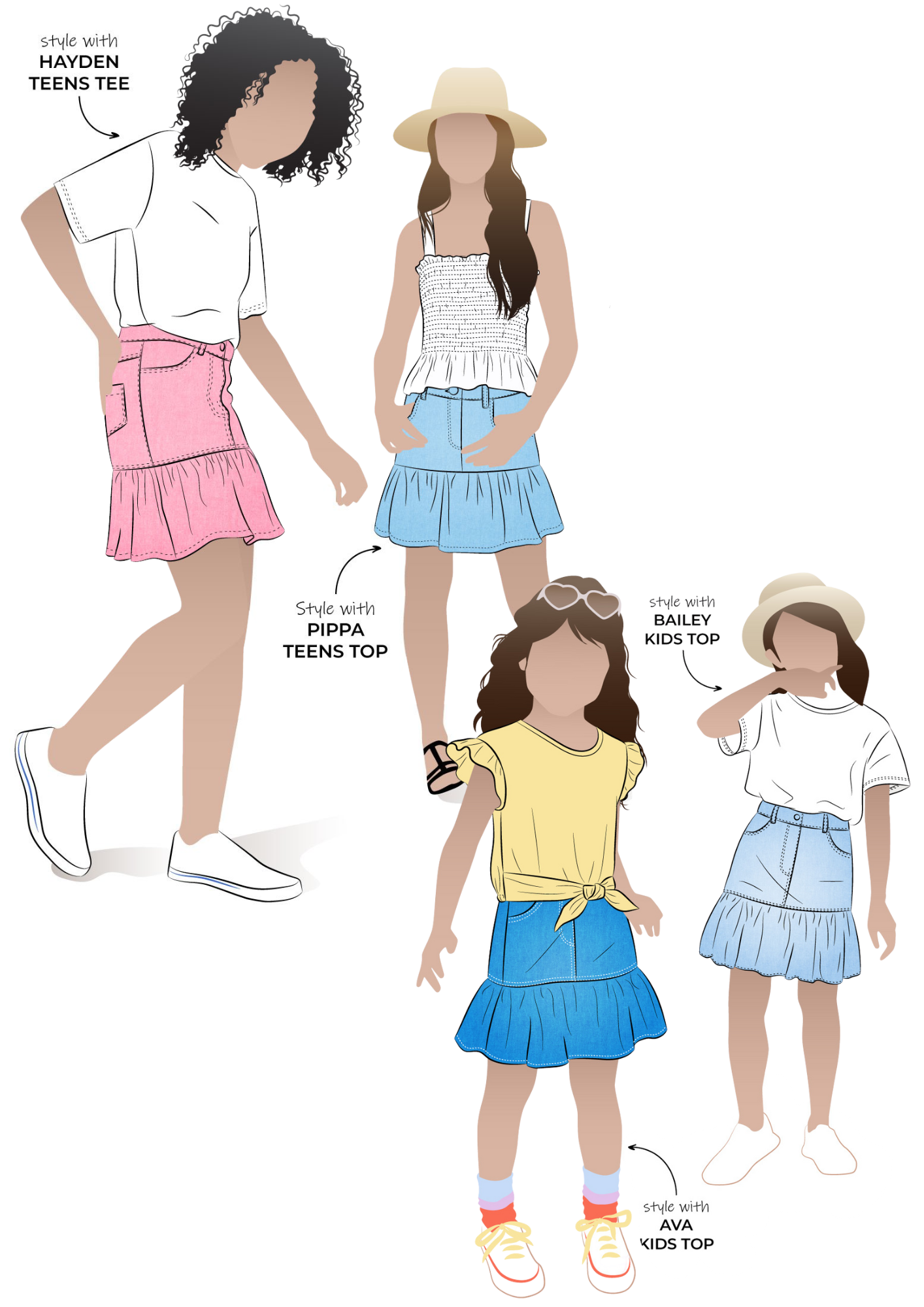 Style Arc's latest pattern release: Etta Kids and Teens Skirt - available to purchase in Kids sizing 02-08 or Teens sizing -8-16