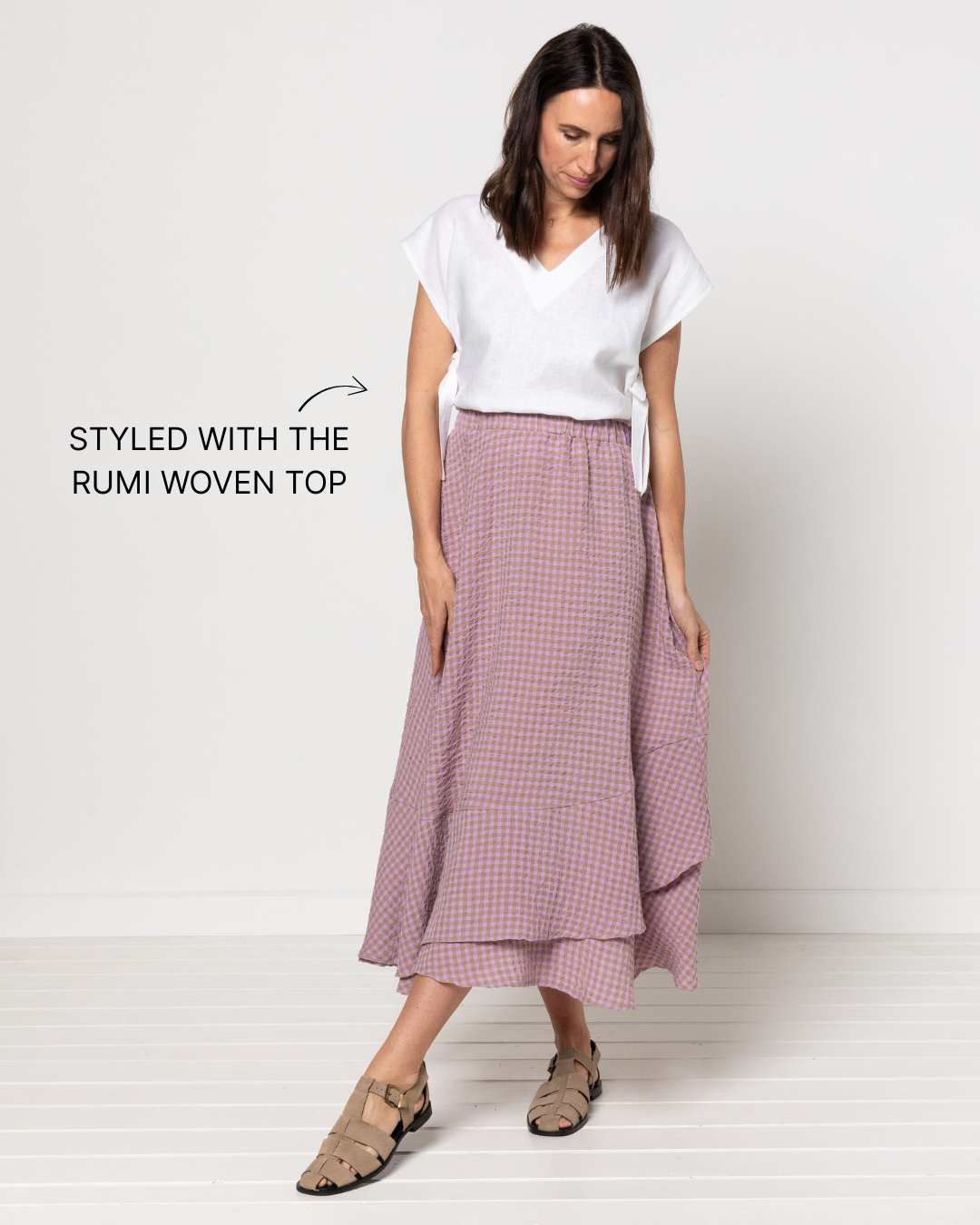 Sorrento Skirt styled with the Rumi Woven Top