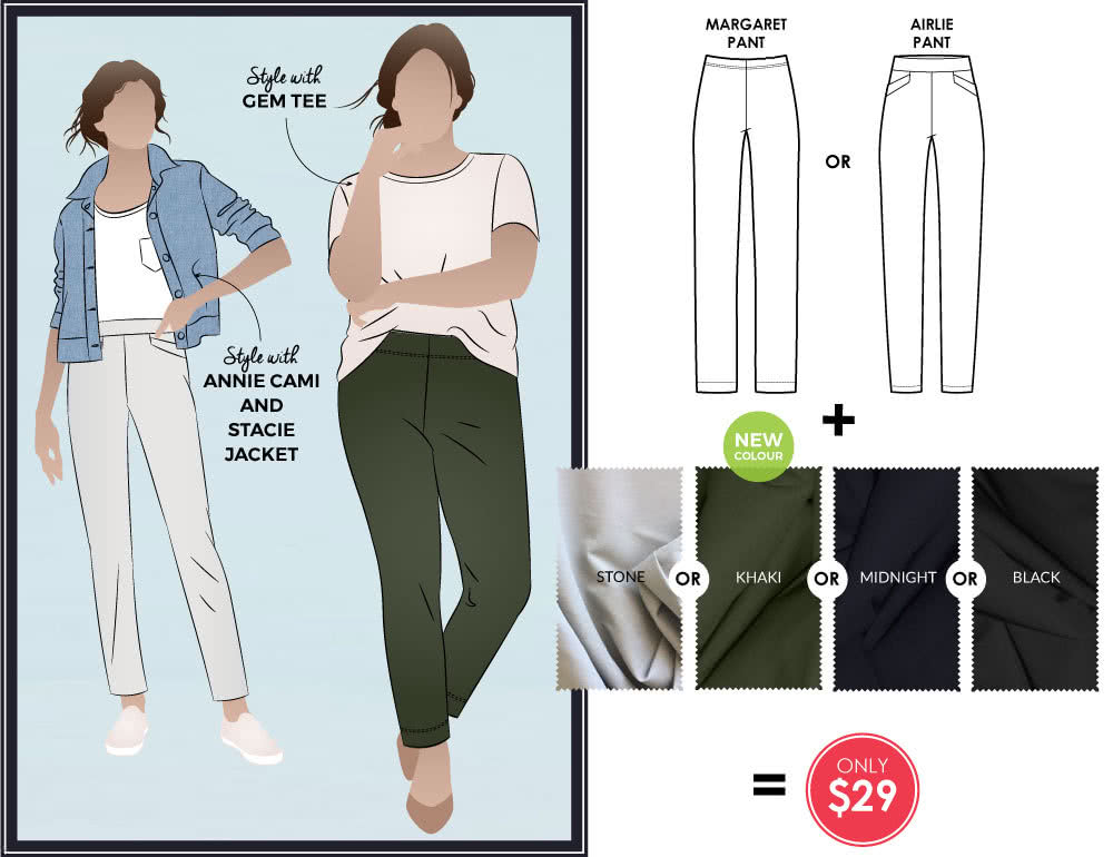 Style Arc Pattern Fabric Bundle - Airlie and Margaret Pant - New colour Khaki