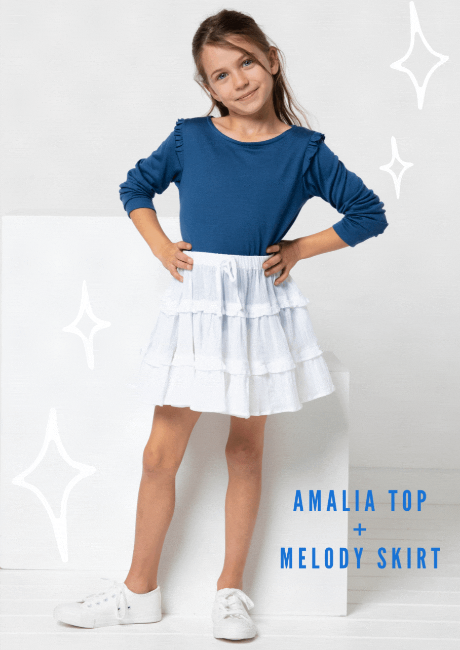 July bonus pattern when shopping at www.stylearc.com | MELODY KIDS SKIRT | Featured with the Amalia Kids Top