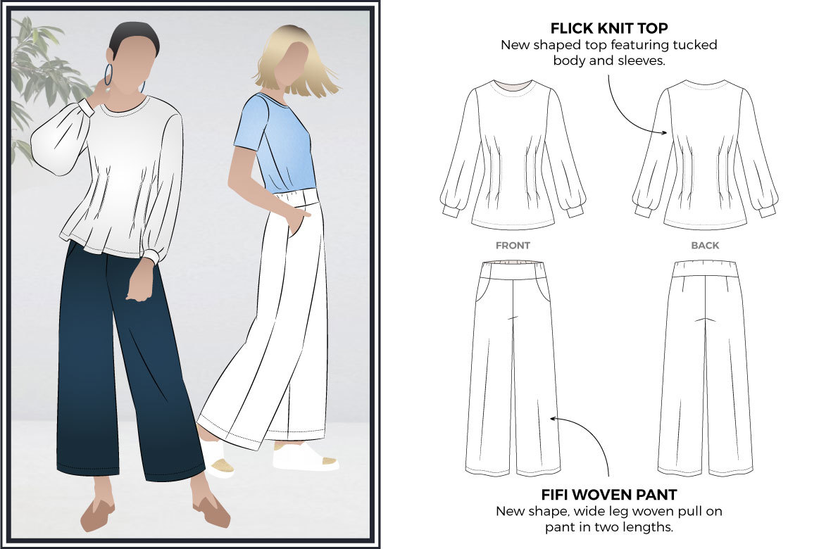 Fifi Woven Pant and Flick Knit Top Sewing Patterns by Style Arc