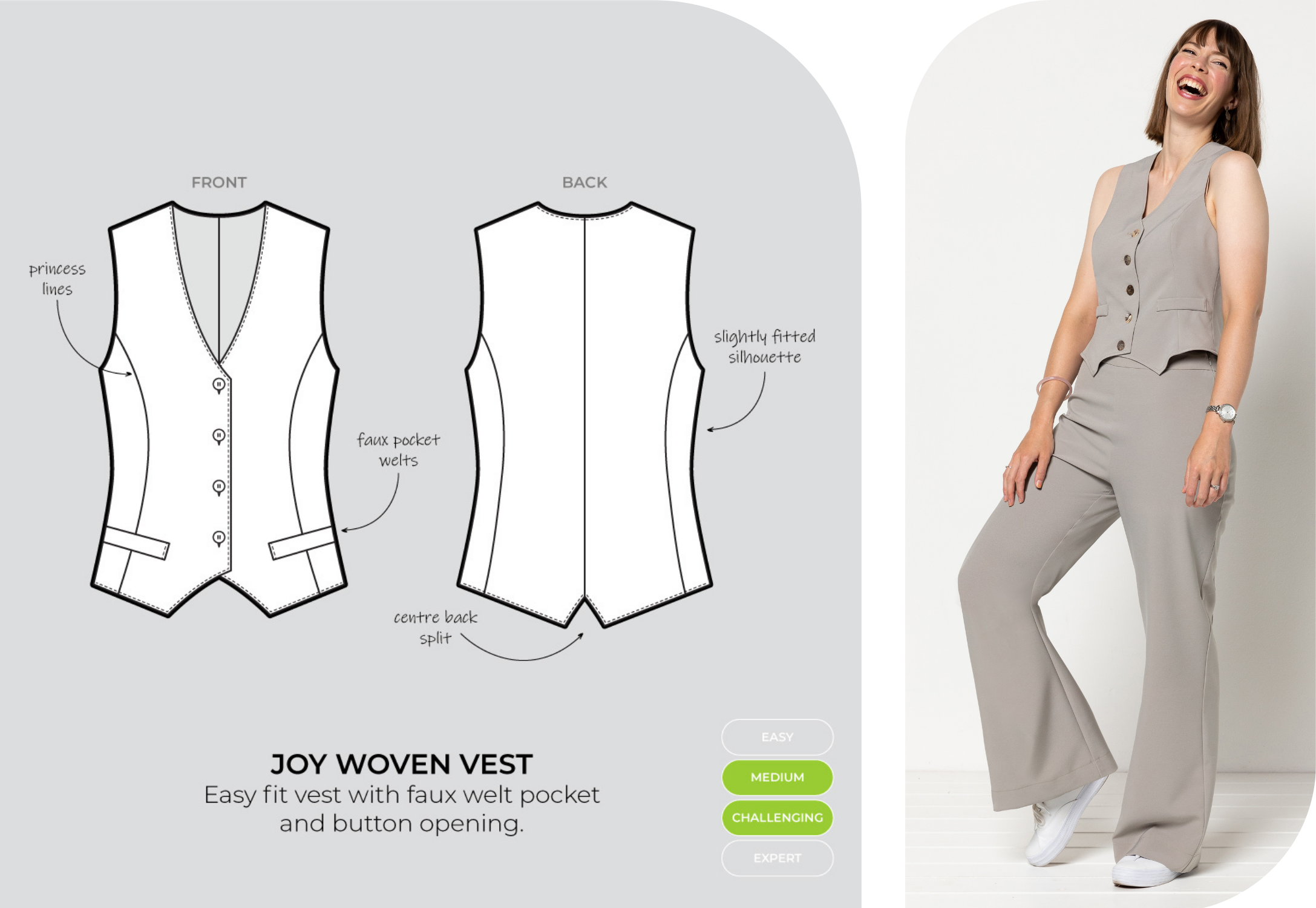 NEW Joy Woven Vest And McKenzie Woven Pant Discounted Sewing Pattern Bundle  – Updates – Style Arc