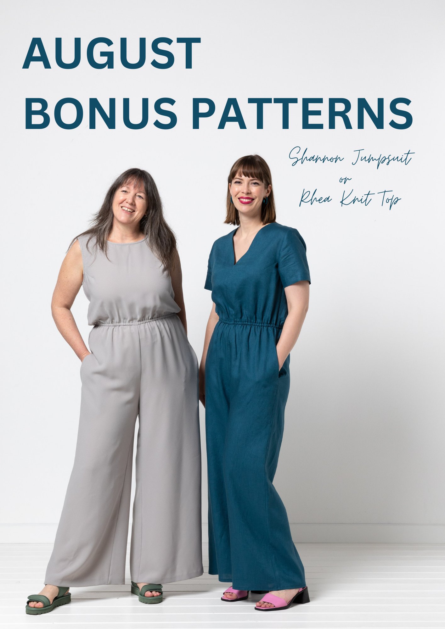 NEW August Bonus Patterns - Shannon Jumpsuit or Rhea Knit Top!