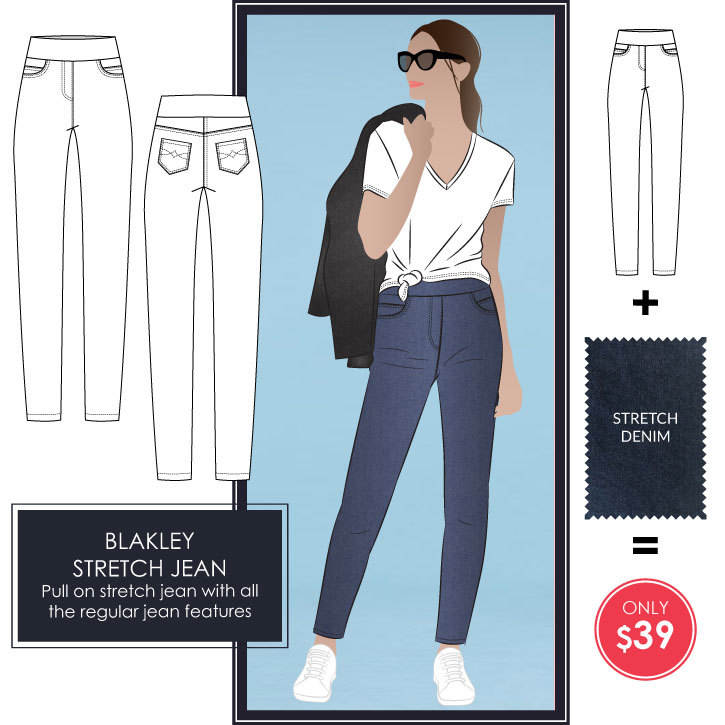 Blakley Stretch Jean Fabric + Pattern Bundle by Style Arc