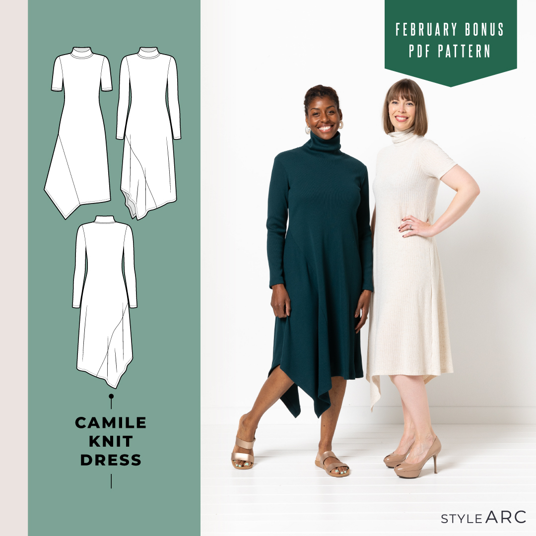 Bonus | FREE Camile Knit Dress PDF pattern with any order on stylearc.com until Feb 29!
