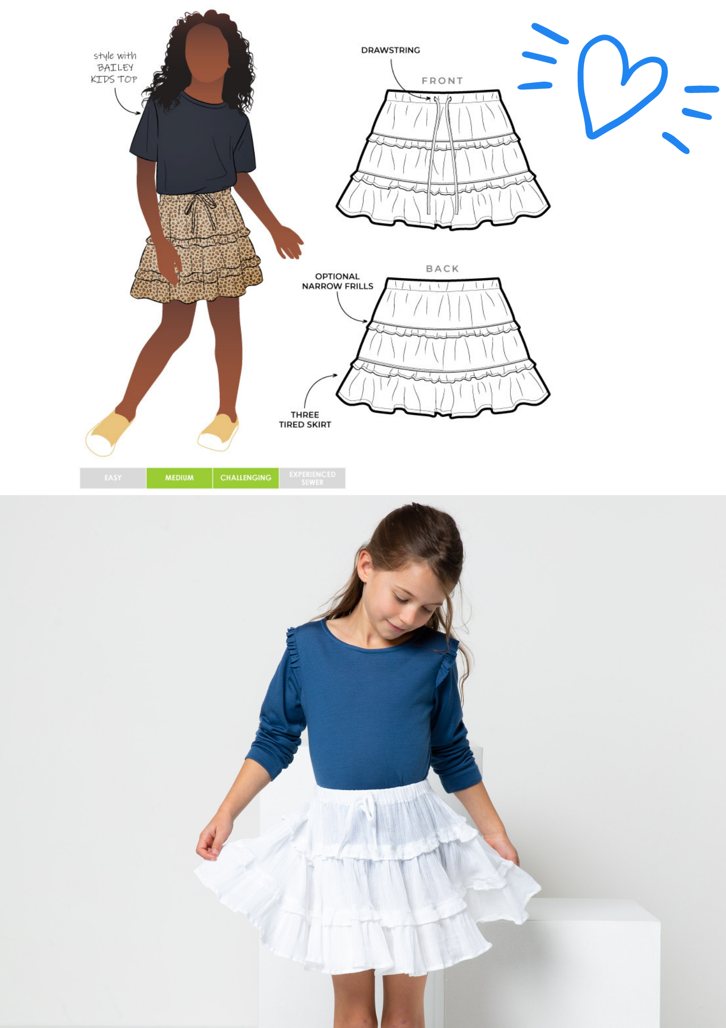 July bonus pattern when shopping at www.stylearc.com | MELODY KIDS SKIRT 