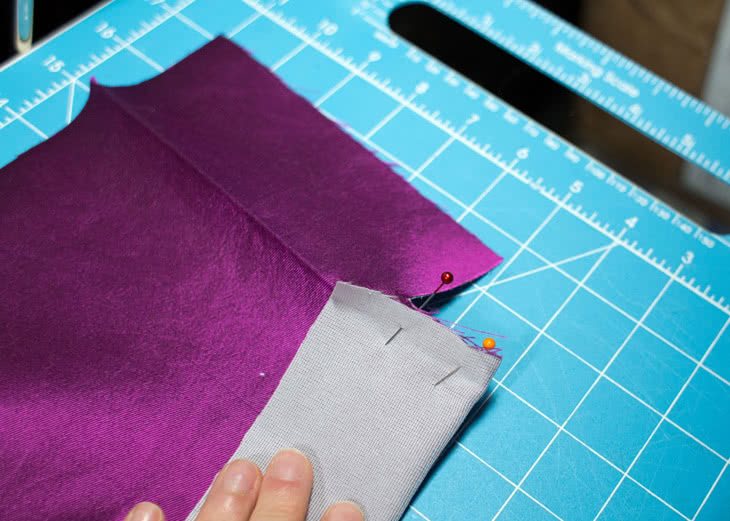 Now fold the long edge so right sides are together.