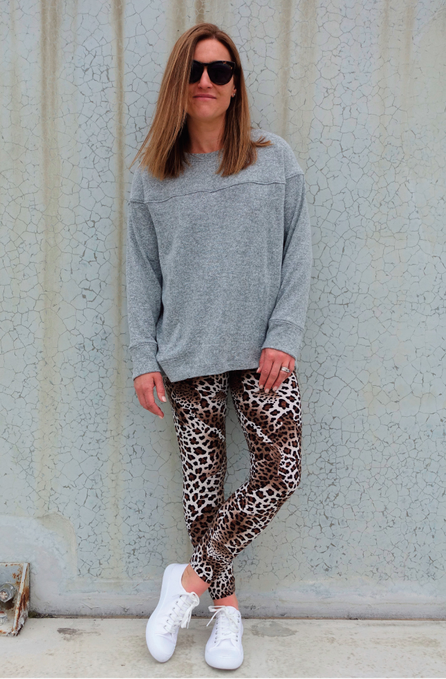 Laura Legging - Animal Print Jersey Black/Brown