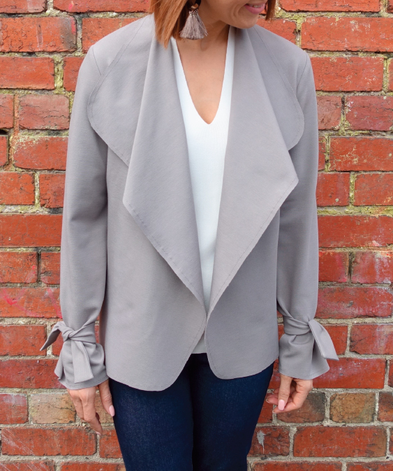 Meghan Jacket Sewing Pattern and Cement Ponte Fabric Bundle