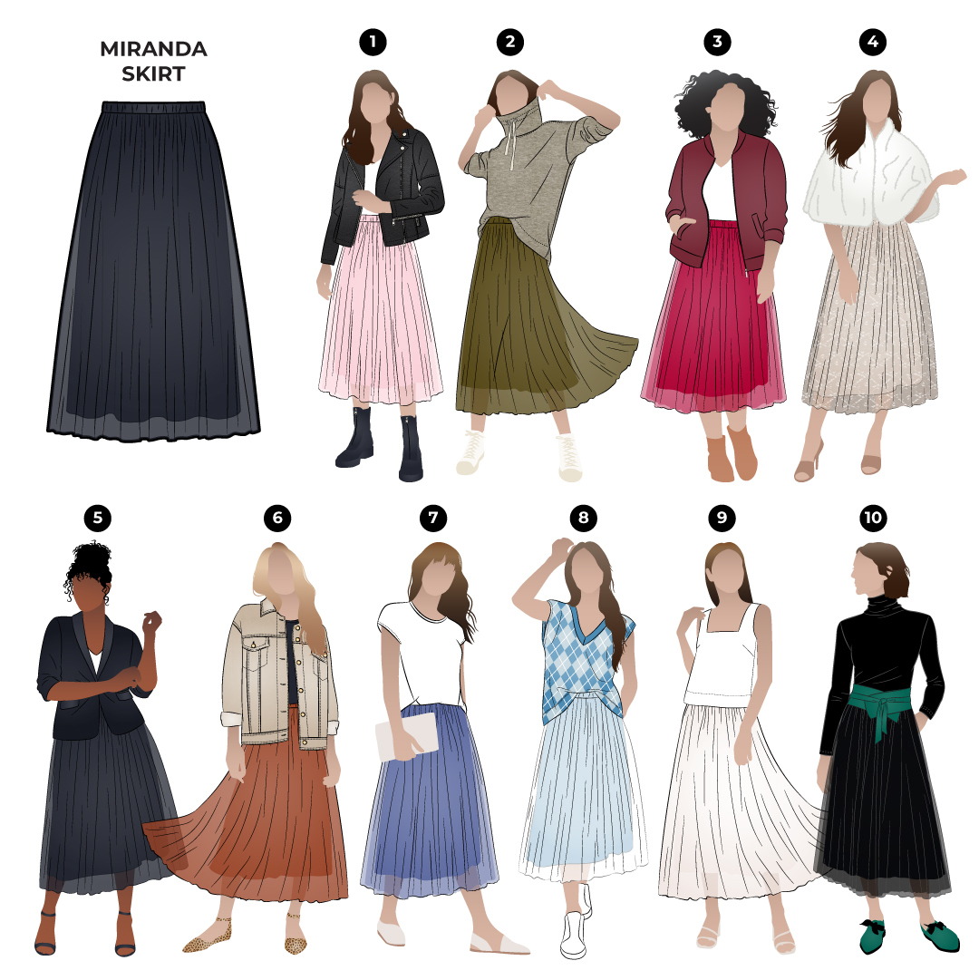 10 ways with the Miranda Skirt pattern