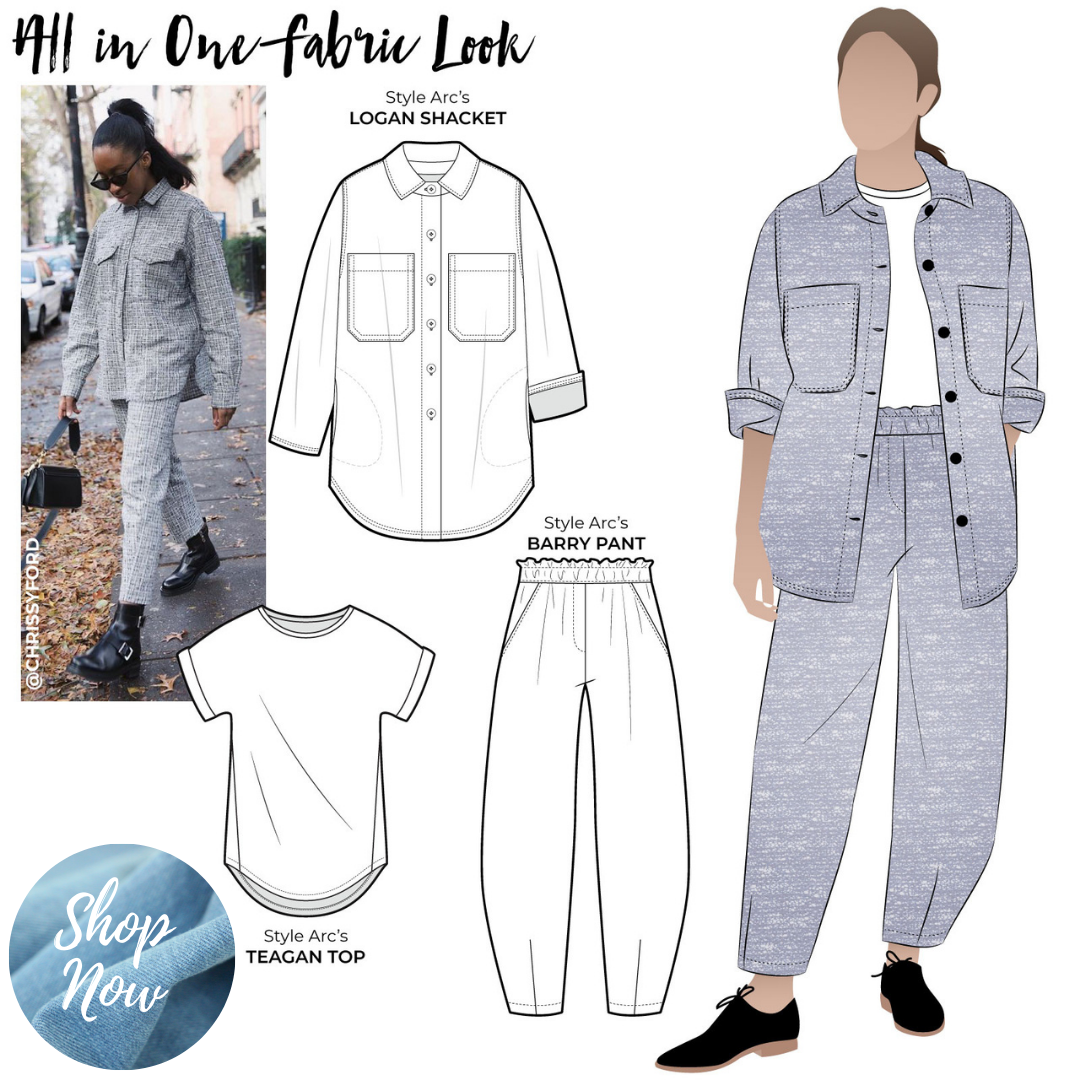 All in one fabric look - Logan Shacket, Teagan Top and Barry Pant 