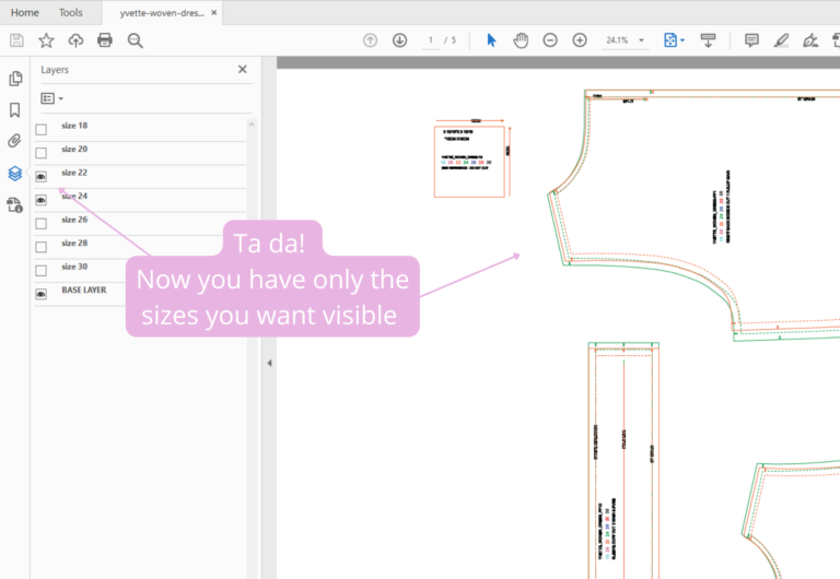 Layers How to select single sizes in multisize patterns Sewing