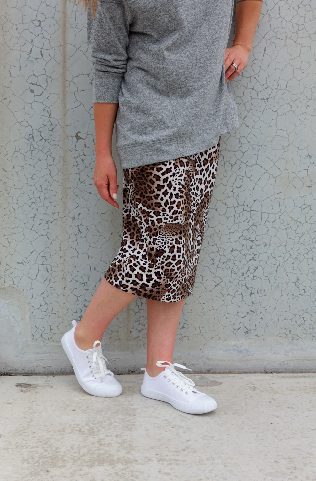 Rita Knit Skirt - Animal Jersey Black/Brown