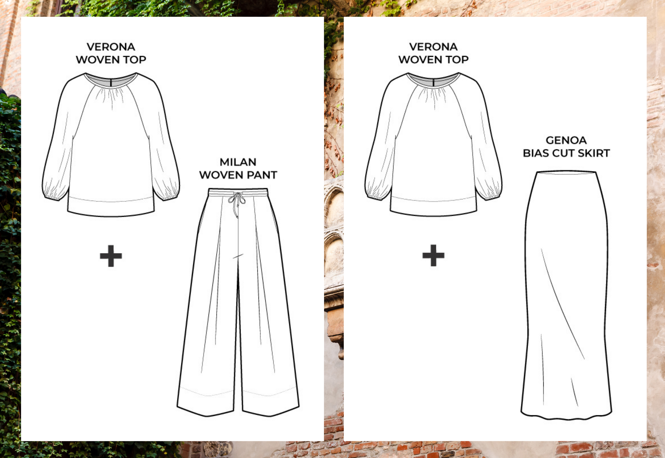 New Pattern Bundles - Verona Woven Top & Genoa Bias Cut Skirt OR Verona Woven Top & Milan Woven Pant 