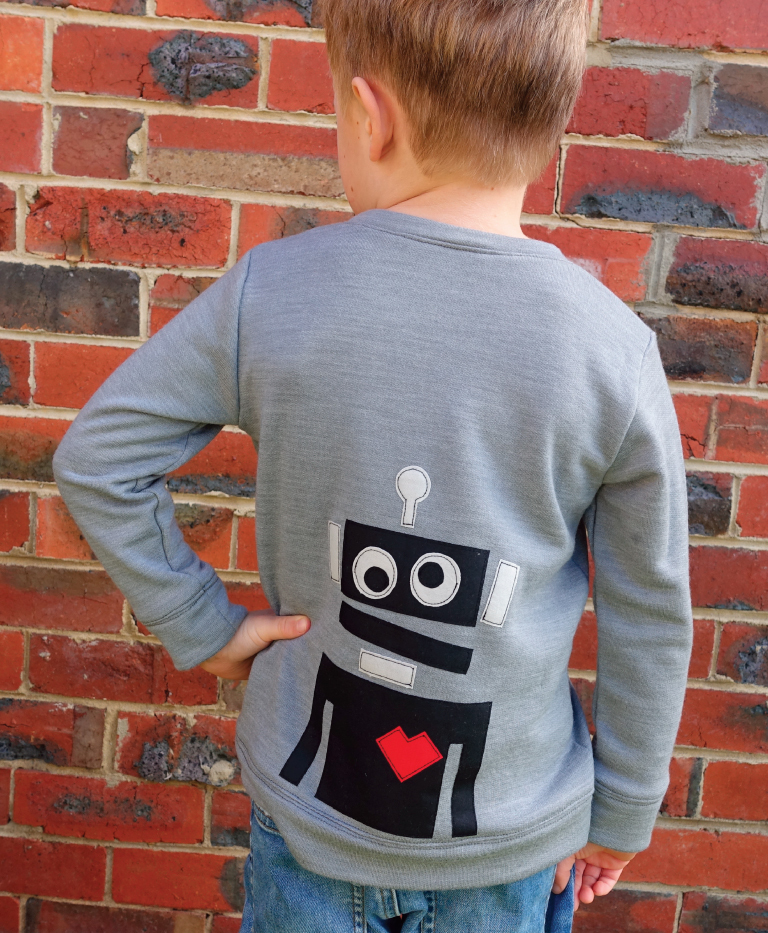 Sammi Sweatshirt Kids Pattern - Robot Applique