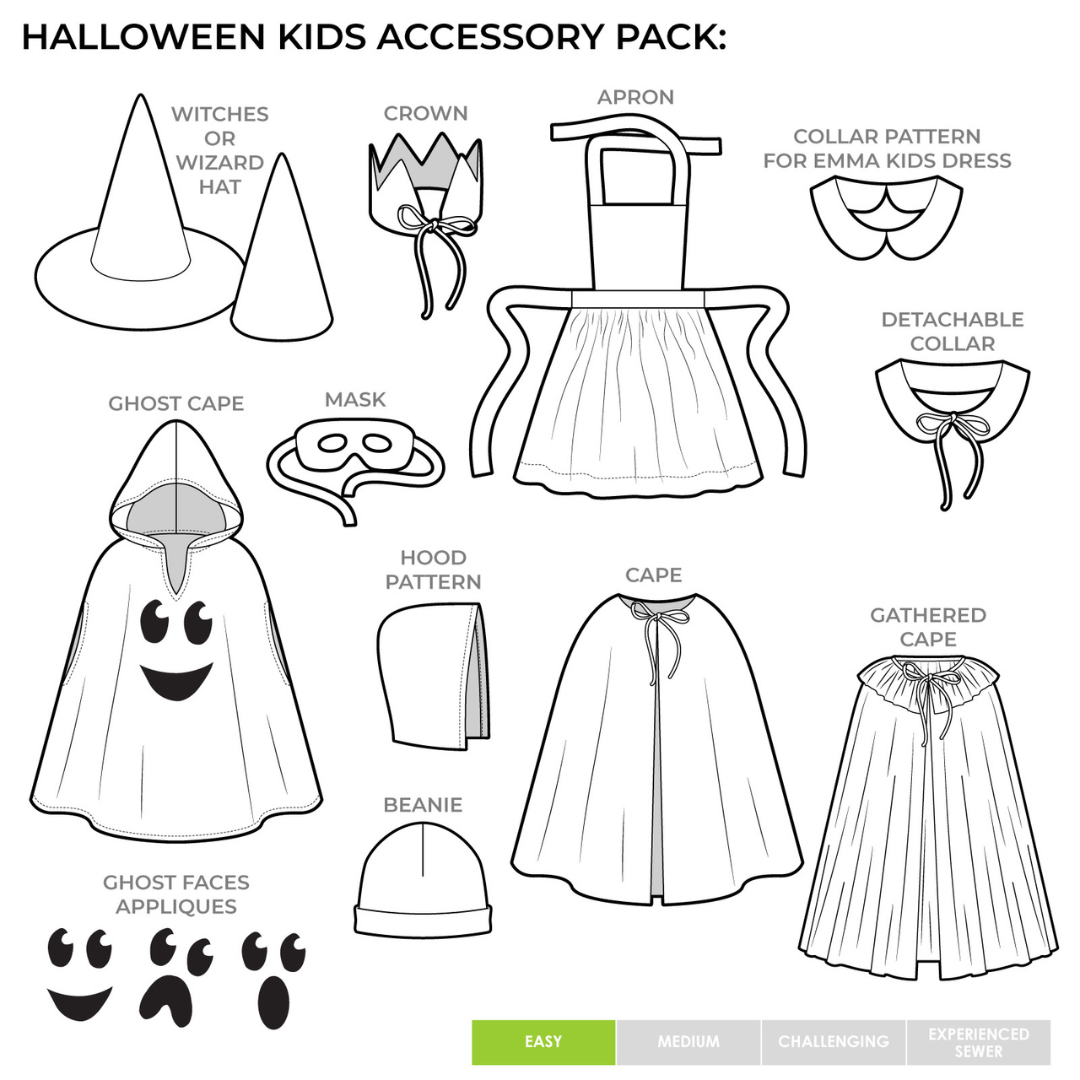 Style Arc's September bonus pattern - Halloween Kids Accessory Pack 02-10 