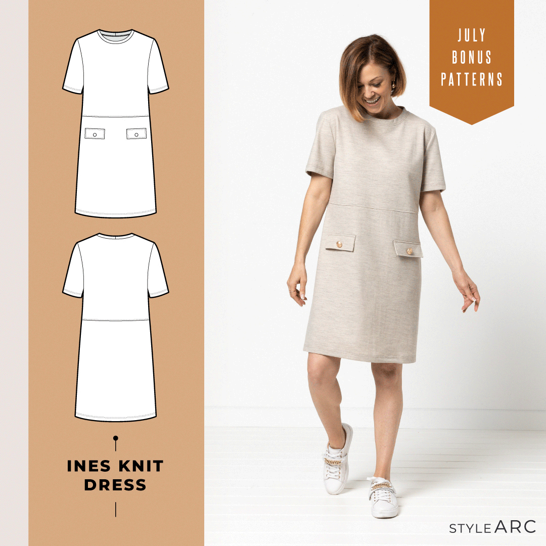 July Bonus Patterns - Ines Knit Dress or Sorrento Skirt!
