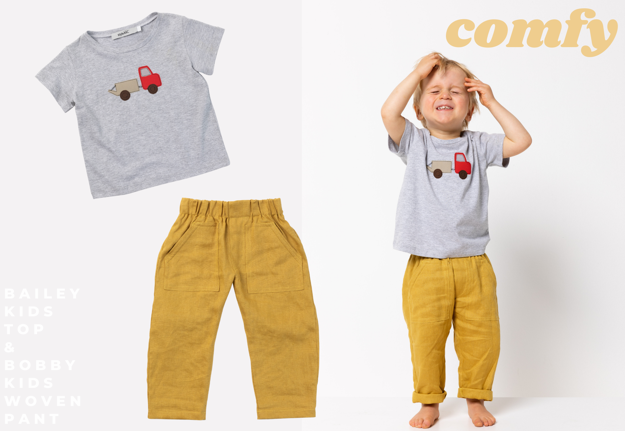 Bailey Kids Top (truck applique) & Bobby Kids Woven Pant