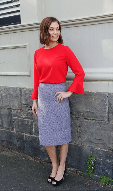 Kristy Woven Top and Agatha Woven Pencil Skirt