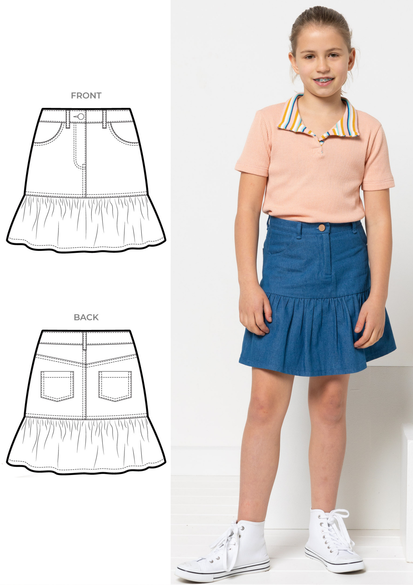 Style Arc's latest pattern release: Etta Kids and Teens Skirt - available to purchase in Kids sizing 02-08 or Teens sizing -8-16