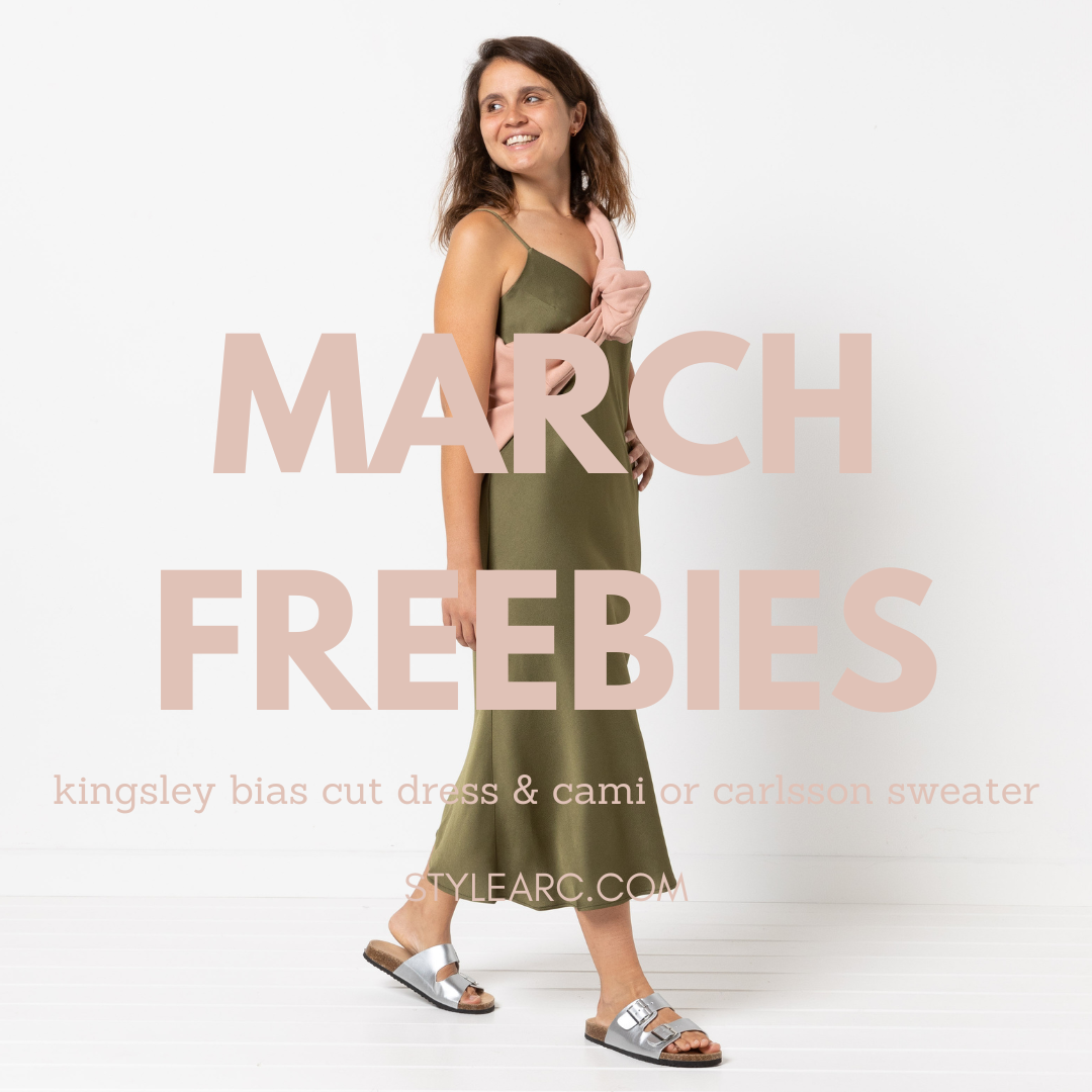 March Freebie PDF Patterns! Kingsley Bias Cut Dress & Cami or Carlsson Sweater