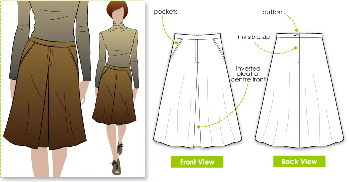 A Line Skirt pattern - Style Arc - Hepburn Riding Skirt