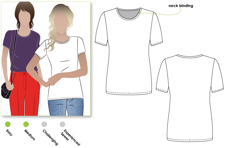 Alannah T-Shirt Sewing Pattern By Style Arc - The ultimate basic T-shirt