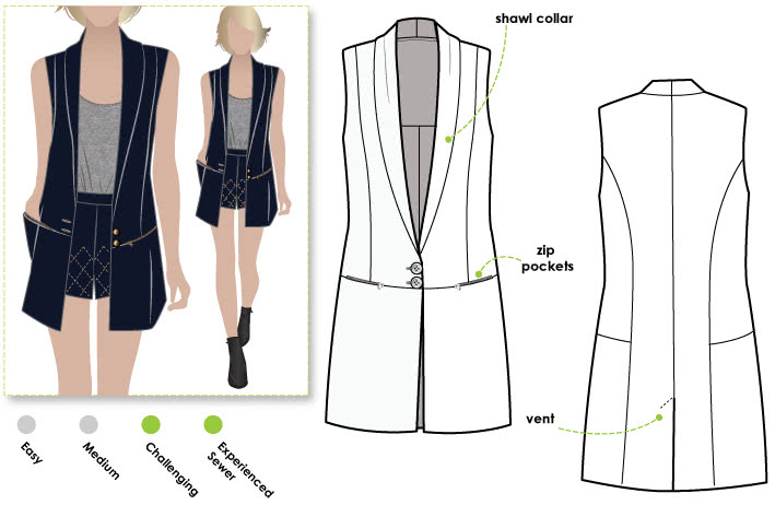 Andrea Woven Vest Sewing Pattern – Casual Patterns – Style Arc