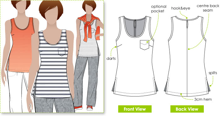 Annie's Cami Sewing Pattern By Style Arc - Versatile woven camisole