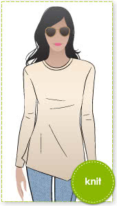 Adele Top Sewing Pattern By Style Arc - Stylish knit asymmetrical Tunic Top