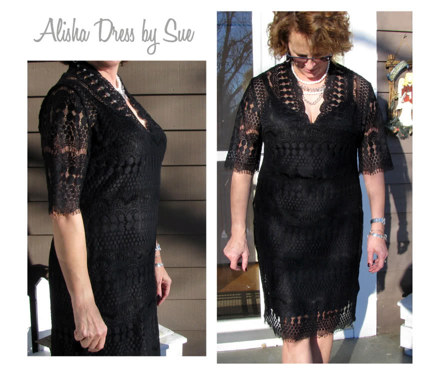 Alisha Dress Sewing Pattern By Sue And Style Arc - Fabulous V-neck dress with slip (pattern included)