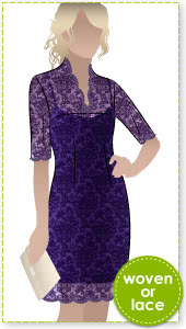 Alisha Dress Sewing Pattern By Style Arc - Fabulous V-neck dress with slip (pattern included)