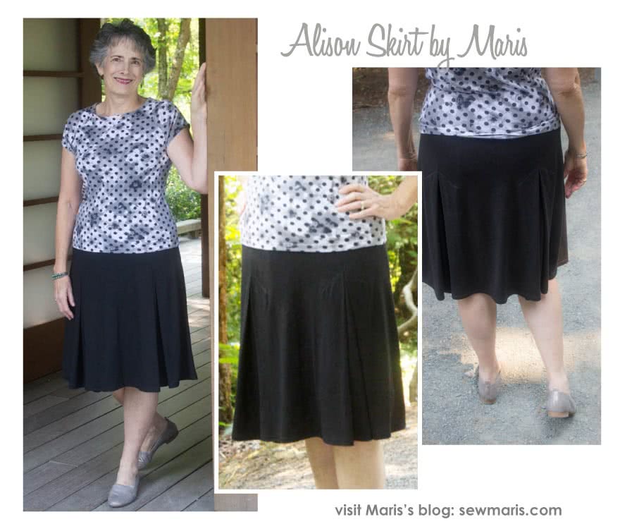 Allison Skirt Sewing Pattern By Maris And Style Arc - Knit skirt featuring 4 inverted pleats and elastic waistband