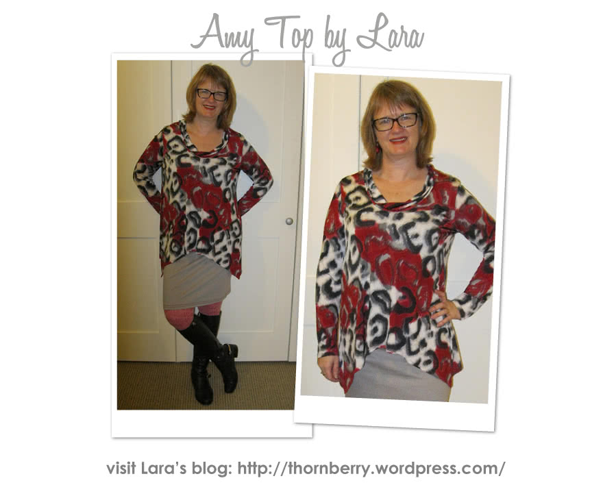 Amy Knit Top Sewing Pattern By Lara And Style Arc - Casual new dropped hem top with semi cowl neck