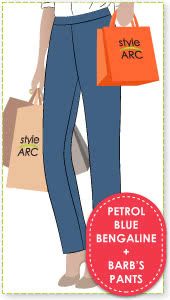 Barb's Pant + Petrol Blue Bengaline Sewing Pattern Fabric Bundle By Style Arc - Barb's Pant pattern + Petrol Blue bengaline fabric bundle