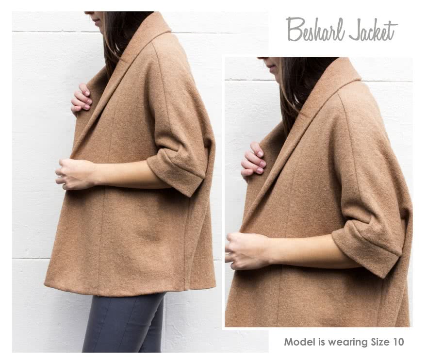 Besharl Jacket Sewing Pattern By Style Arc - Kimono-style jacket with open front and cosy shawl collar