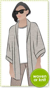 Besharl Jacket Sewing Pattern By Style Arc - Kimono-style jacket with open front and cosy shawl collar