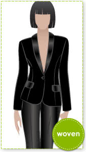 Bronnie Tuxedo Jacket Sewing Pattern By Style Arc - Classic tuxedo style fully lined jacket with shawl collar
