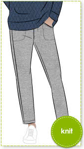 Brooklyn Knit Pant Sewing Pattern By Style Arc - Stylish knit pant with elastic waist, pockets and angled side seam