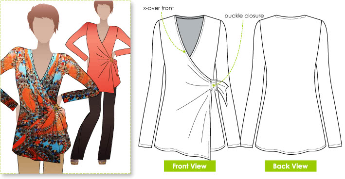 Cross Over Kit Sewing Pattern By Style Arc - Clever wrap top with side buckle feature