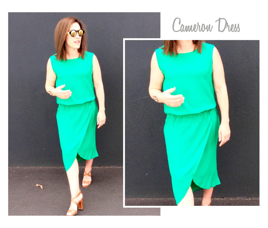 Cameron Dress Sewing Pattern By Style Arc - On trend pull-on dress with an elastic waist, wrap skirt and interesting hemline