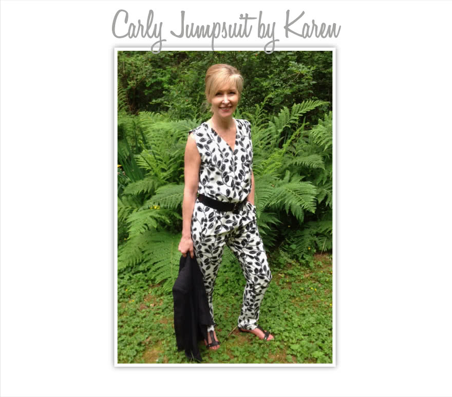 Carly Jumpsuit Sewing Pattern By Karen And Style Arc - Fashionable yet comfortable woven jumpsuit with elastic waist