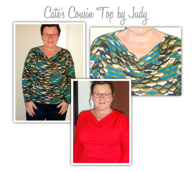 Cate's Cousin Top Sewing Pattern By Judy And Style Arc - Cowl neck top with long sleeve and fashionable hemline