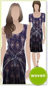 Celine Dress Sewing Pattern By Style Arc - Slip on dress with fashionable tie front