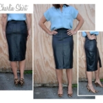 Charlie Skirt + Leather Look Coated Black Bengaline Sewing Pattern Fabric Bundle By Style Arc