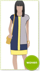Charlotte Dress Sewing Pattern By Style Arc - Trendy colour-blocked woven shift dress with short sleeve