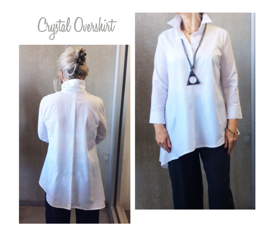 Crystal Over-Shirt Sewing Pattern By Style Arc - Asymmetrical hem over shirt with an on-trend back treatment