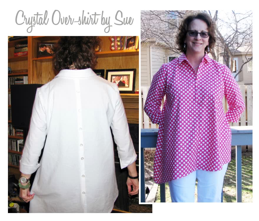 Crystal Over-Shirt Sewing Pattern By Sue And Style Arc - Asymmetrical hem over shirt with an on-trend back treatment