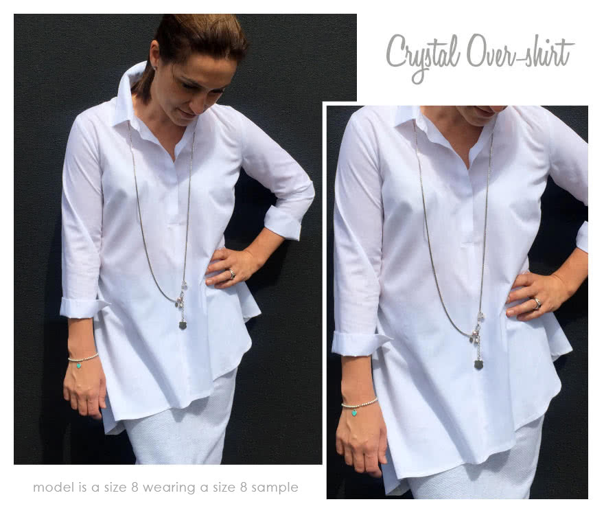 Crystal Over-Shirt Sewing Pattern By Style Arc - Asymmetrical hem over shirt with an on-trend back treatment