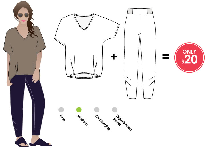 Daphne Duo Tunic + Pant Outfit Sewing Pattern Bundle By Style Arc - Daphne Duo Tunic & Pant outfit
